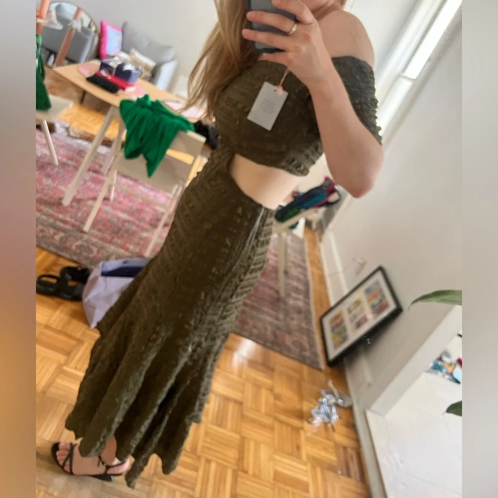 NWT Cult Gaia Green MIDI Dress sz L - Picture 2 of 5